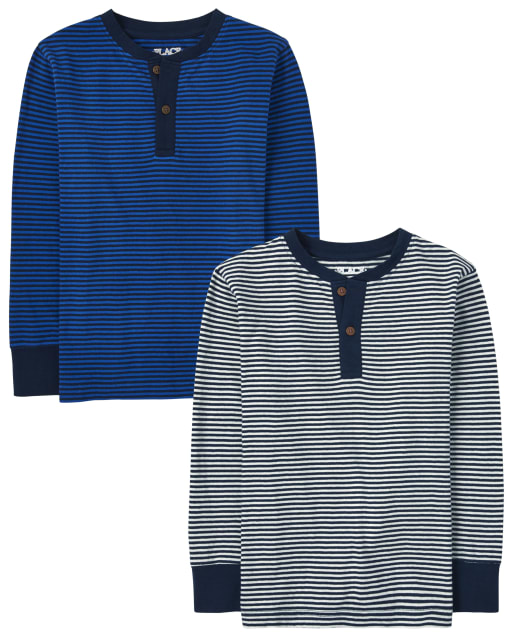 【2plan】Uber Stripe Henley Neck Long Sleeve T-Shirt 102 Loopwheeled Maco-Imit Long Sleeve Henley – Merz b. Schwanen