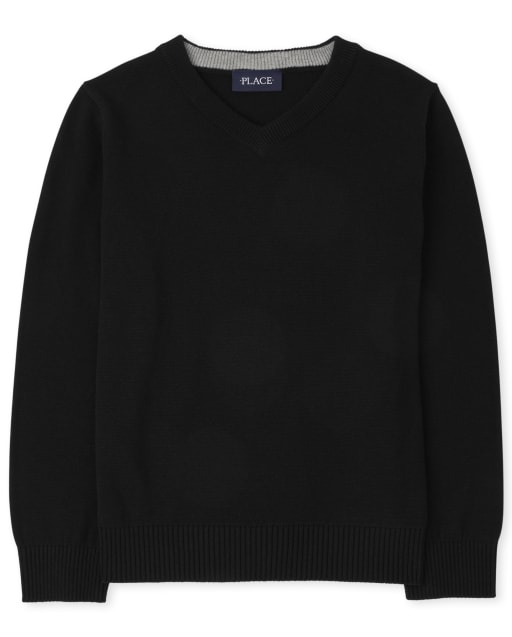 Boys black 2025 crew neck sweater