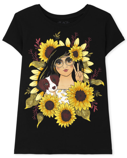★SHADOWS FLOWER TEE XL Ladies Fit Pop of Color Tee in Rose Shadow | Online Rock Shop