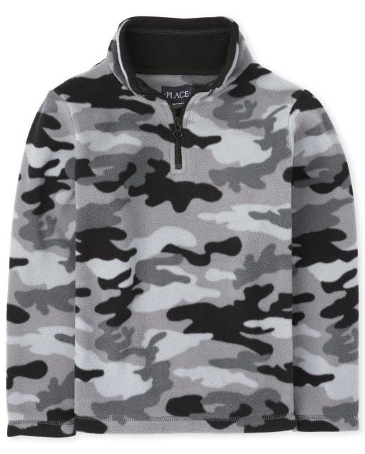 Boys Long Sleeve Camo Microfleece Half Zip Pullover | The Children's Place  CA - GRAY STEEL