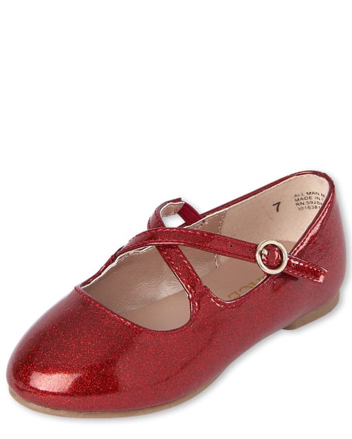 Girls red ballet pumps shop