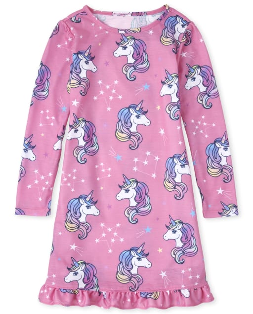 Girls Long Sleeve Unicorn Nightgown PINK The Children s Place