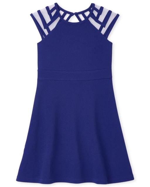 Girls Short Sleeve Mesh Knit Stretch Jacquard Dress ELECTRIC VIOLET The Children s Place CA