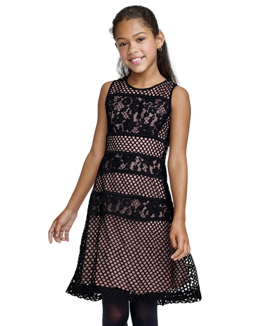 Girls Sleeveless Lace Woven Shift Dress BLACK The Children s Place CA