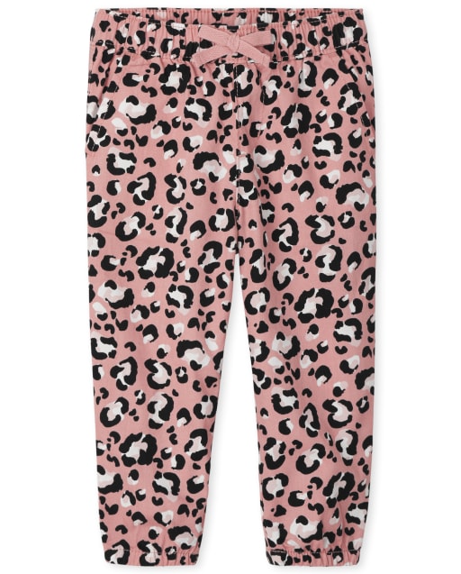 Baby And Toddler Girls Leopard Print Twill Pull On Jogger Pants