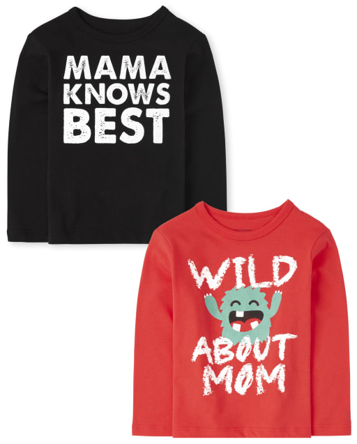 Toddler Boys Long Sleeve 'Mama Knows Best' And 'Wild About