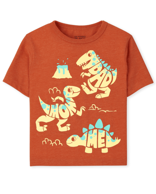 Baby And Toddler Boys Short Sleeve Dino Graphic Tee - ORANGE