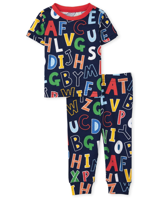 Unisex Baby And Toddler Short Sleeve Alphabet Snug Fit Cotton Pajamas BLUE The Children s Place CA