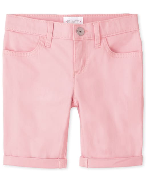 Girls Roll Cuff Twill Skimmer Shorts The Children's Place GUM DROP