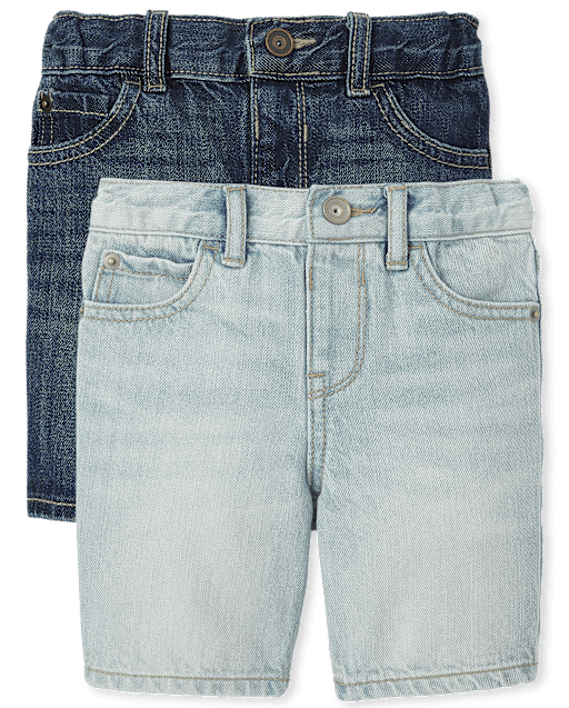 Baby Boy And Girl Solid Color Denim Shorts With Pockets