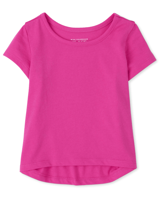 Baby And Toddler Girls Short Sleeve High Low Basic Layering Tee PINK The Children s Place