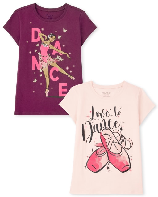 Girls Short Sleeve 'Love To Dance' And 'Dance' Graphic Tee 2