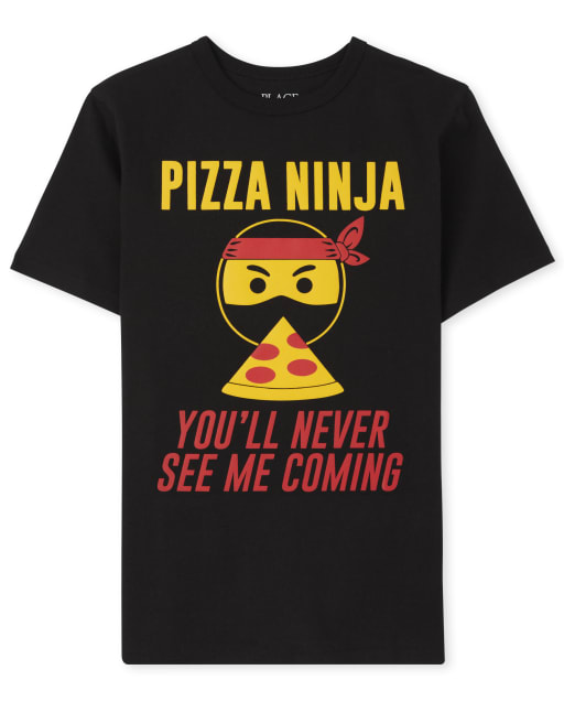 Boys Long Sleeve Ninja Pizza Graphic Tee