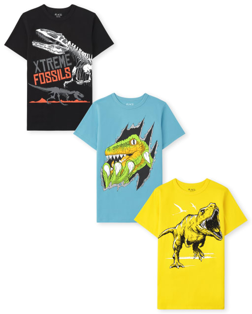 ★MUCENT★ Dino Printing Short Sleeve Tee P00000MC Boys Short Sleeve Dino Graphic Tee - BLACK | The Children's