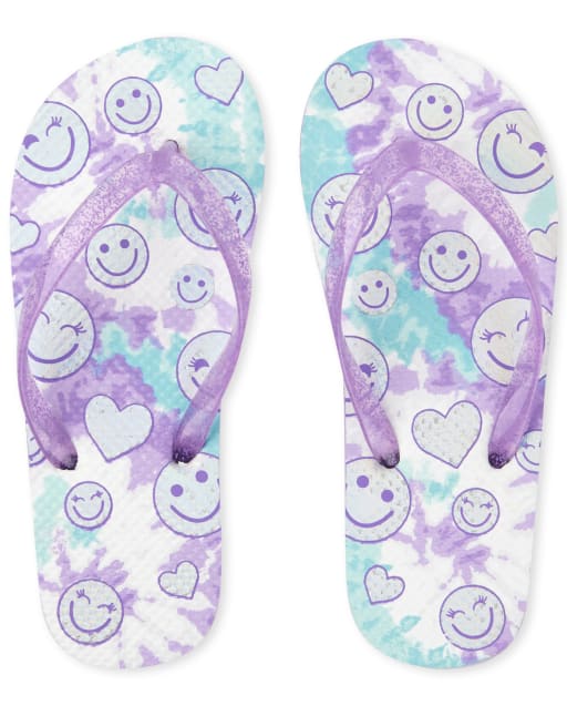 Girls Tie Dye Emoji Flip Flops LILAC The Children s Place