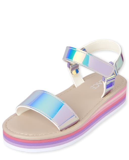 Girls Holographic Platform Sandals METALLIC The Children s Place