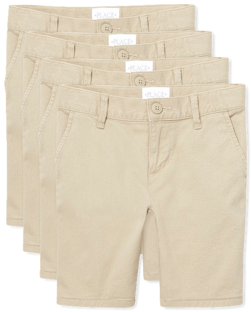 Girls Uniform Woven Stretch Chino Shorts 4-Pack - TAN | The