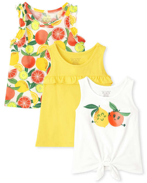 ワンピース willfully cross combination 3way giletOP Toddler Girls Mix And Match Sleeveless Fruit Ruffle Tank Top