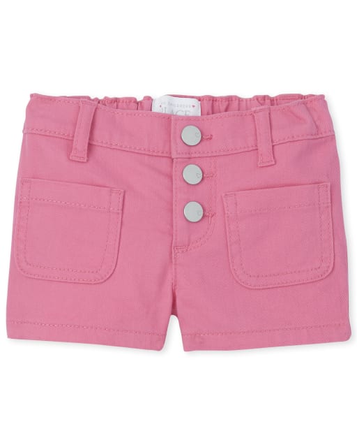 Baby And Toddler Girls Twill Button Front Twill Shorts - PINK