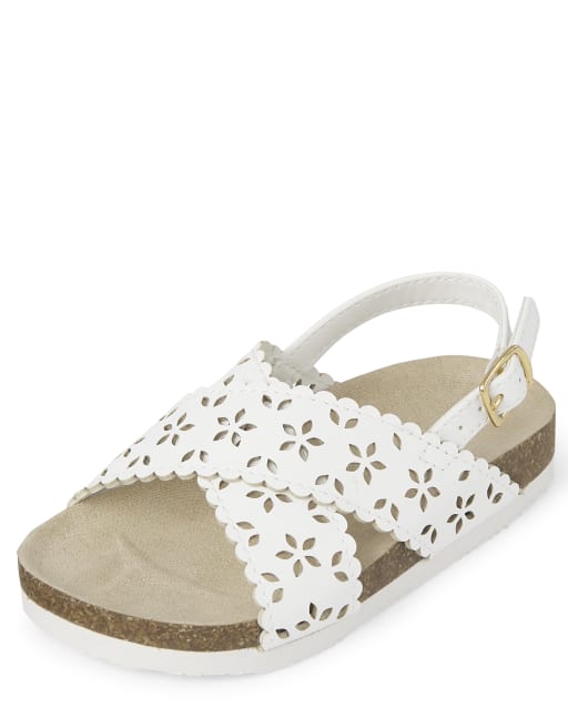 Toddler Girls Flower Criss-Cross Sandals - WHITE | The