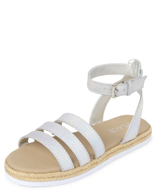Girls Holographic Espadrille Sandals - METALLIC | The
