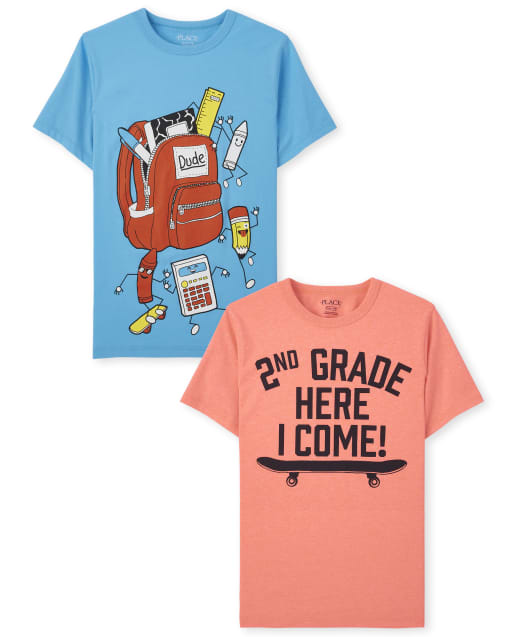 Boys Short Sleeve \'2nd Grade Here I Come\' And Backpack Graphic Tee 2-Pack |  The Children\'s Place - MULTI CLR