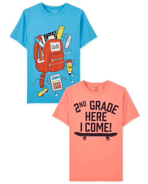 Boys Short Sleeve '2nd Grade Here I Come' And Backpack Graphic Tee