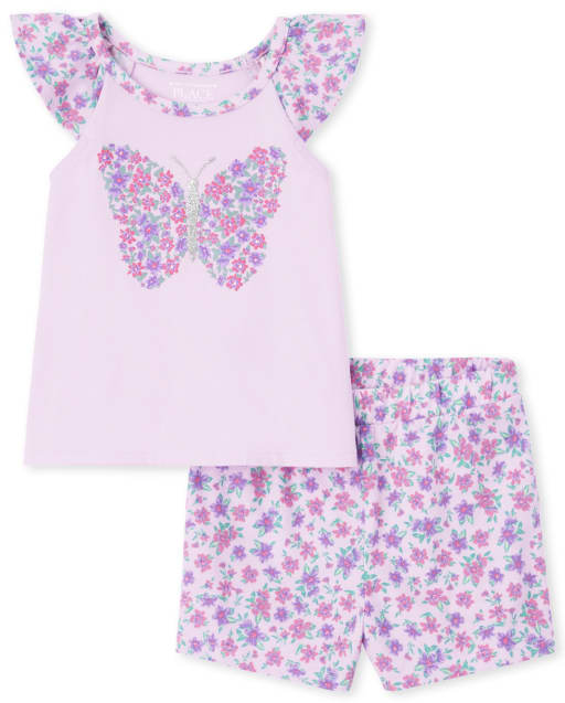 Toddler Girls Mix And Match Sleeveless Butterfly Top And Toddler Girls Mix And Match Sleeveless Butterfly Top And