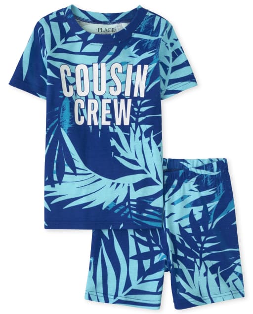 Boys Short Sleeve Cousin Crew Tropical Snug Fit Cotton Pajamas BLUE The Children s Place