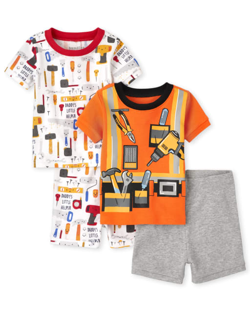 Unisex Baby And Toddlers Short Sleeve Construction Snug Fit Cotton Pajamas 2 Pack GRAY The Children s Place CA