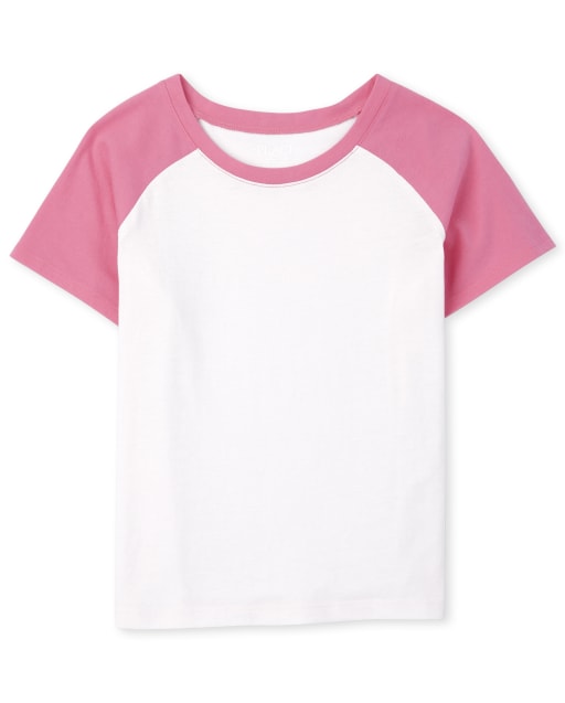 Girls Short Sleeve Boxy Raglan Top - PINK | The Children's Place