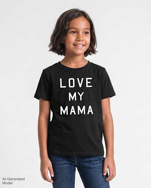 ✳︎4kidsmam✳︎ Kids Matching Family Short Sleeve Love My Mama Graphic Tee - BLACK