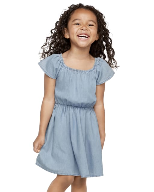 Baby And Toddler Girls Denim Woven Ruffle Dress The Children s