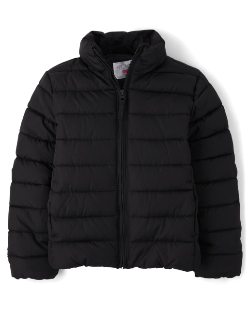 Girls puffer jacket black clearance