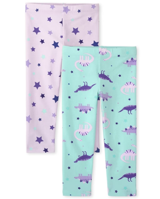 Toddler Girls Dino And Star Print Knit Leggings 2 Pack AZUREUS The Children s Place CA
