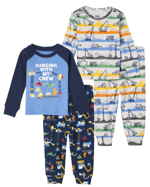 Baby And Toddler Boys Long Sleeve Construction Vehicle Snug Fit Cotton Pajamas 2 Pack BLUE The Children s Place CA