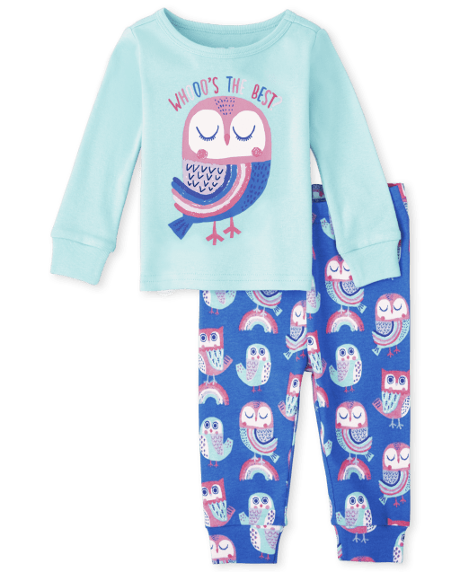 Baby And Toddler Girls Owl Snug Fit Cotton Pajamas