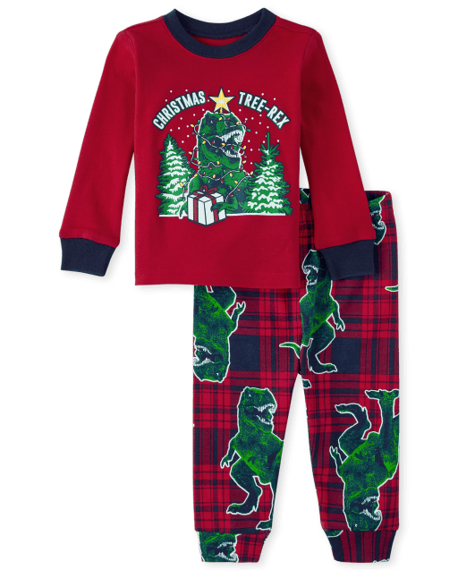 Unisex Baby And Toddler Matching Family Christmas Long Sleeve Christmas Tree Rex Snug Fit Cotton Pajamas RED The Children s Place CA