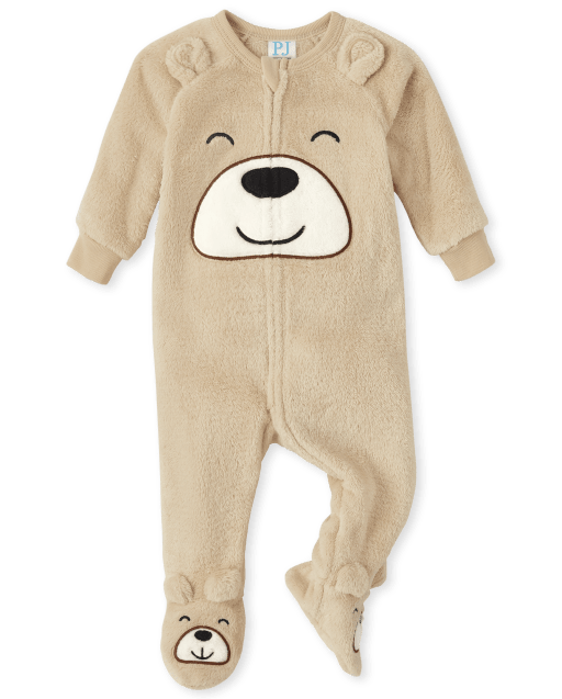 Unisex Baby And Toddler Long Sleeve Bear Fleece Footed One Piece