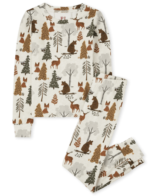 Pyjama en coton unisexe pour enfants assortis a manches longues Woodland Friends TAN The Children s Place CA