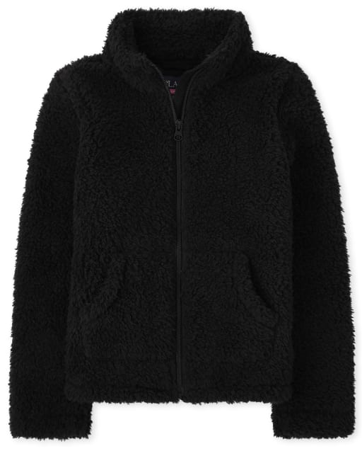 Girls Long Sleeve Furry Sherpa Favorite Jacket BLACK The Children s Place CA