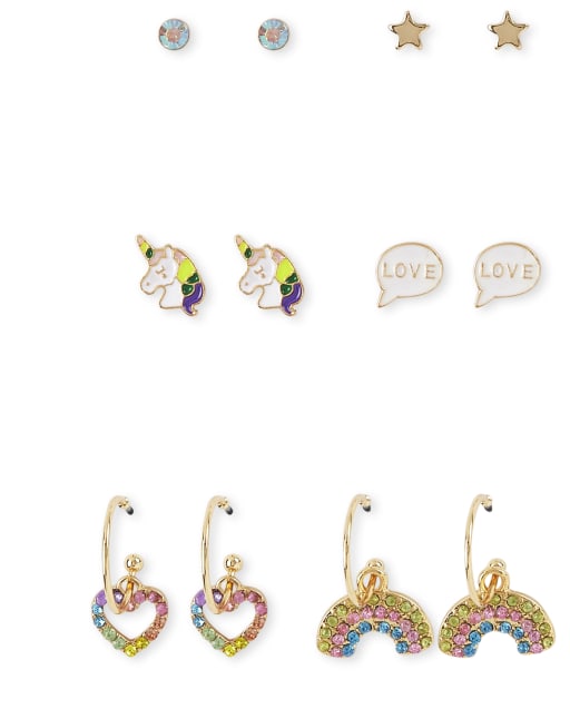 Girls Rainbow Earrings 6 Pack MULTI CLR The Children s Place CA