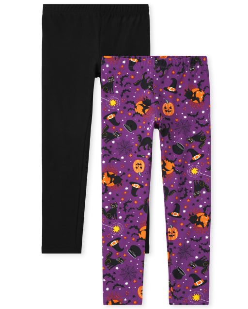 Girls Halloween Print Knit Leggings 2-Pack