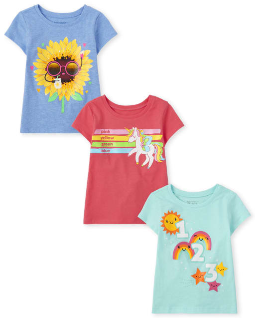 Toddler Girls Short Sleeve Education Graphic Tee 3Pack The Children
