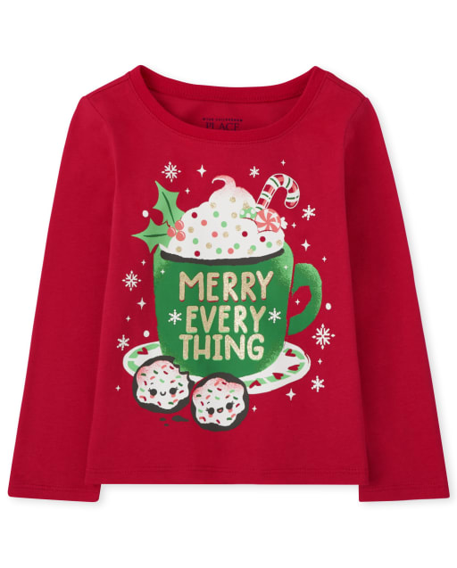 Baby And Toddler Girls Christmas Long Sleeve Merry Every Thing Graphic Tee RUBY The Children s Place CA