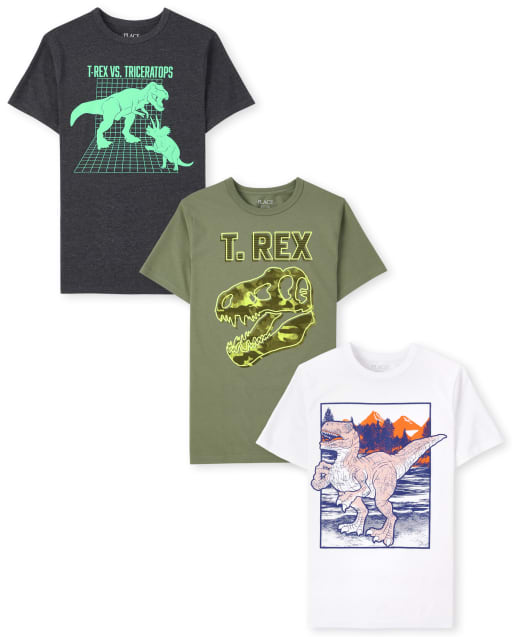 Boys Short Sleeve Dino Graphic Tee 3-Pack - MULTI | The