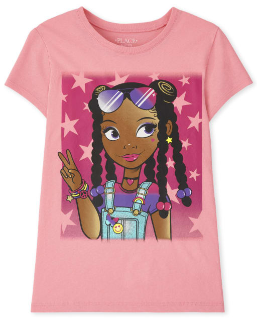 Girls Short Sleeve Girl Graphic Tee - PINK | The Children's