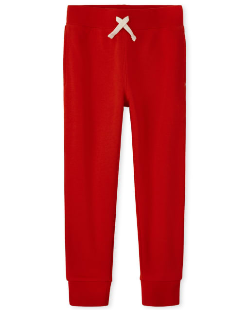 Boys' Sweatpants - Basic Active Fleece Jogger Pants (Size: 8-20), Size  18/20, Red 