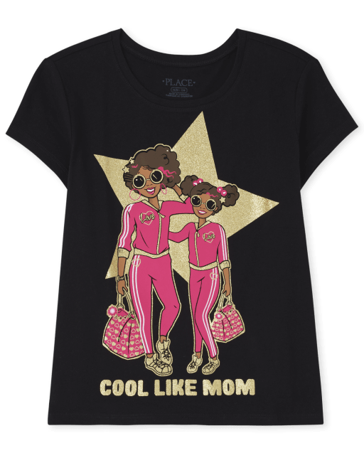 Camiseta gráfica Cool Like Mom de manga corta para niñas Camiseta gráfica Cool Like Mom de manga corta para niñas