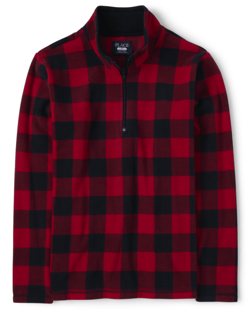 Men's buffalo plaid fleece pullover top
